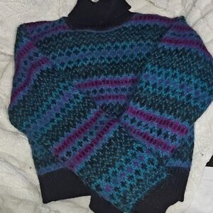 Multicolor Chevron Patterned Women's Mohair mixed Sweater size Large